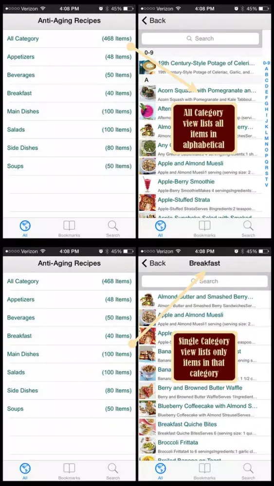 Capturas de tela do Anti-Aging Recipes