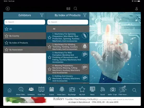 Tangkapan skrin ITMA 2019 – Official App iPad 