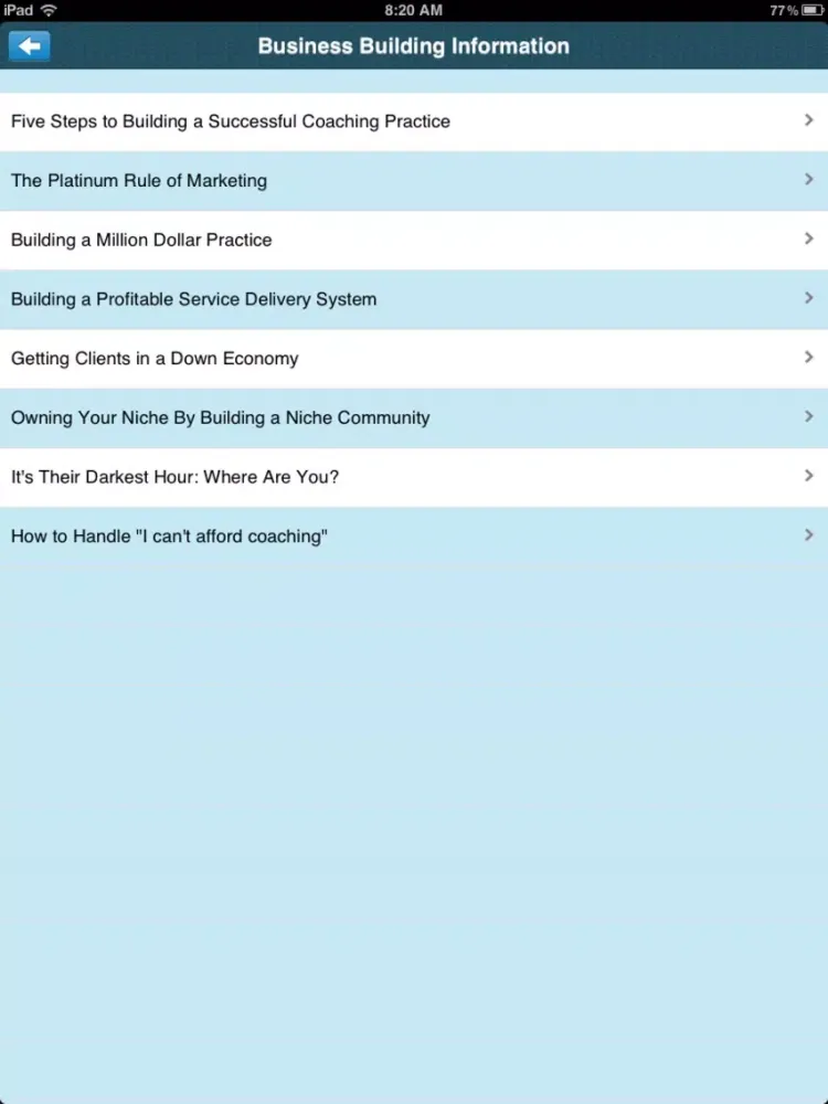 Zrzuty ekranu The Coach Resource Portal iPad 