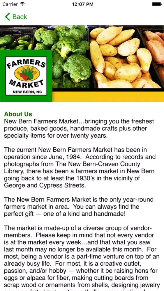 Capturas de tela do NB Farmers Market