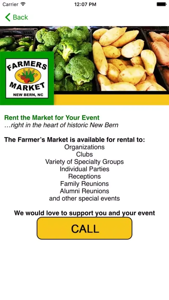 Capturas de tela do NB Farmers Market