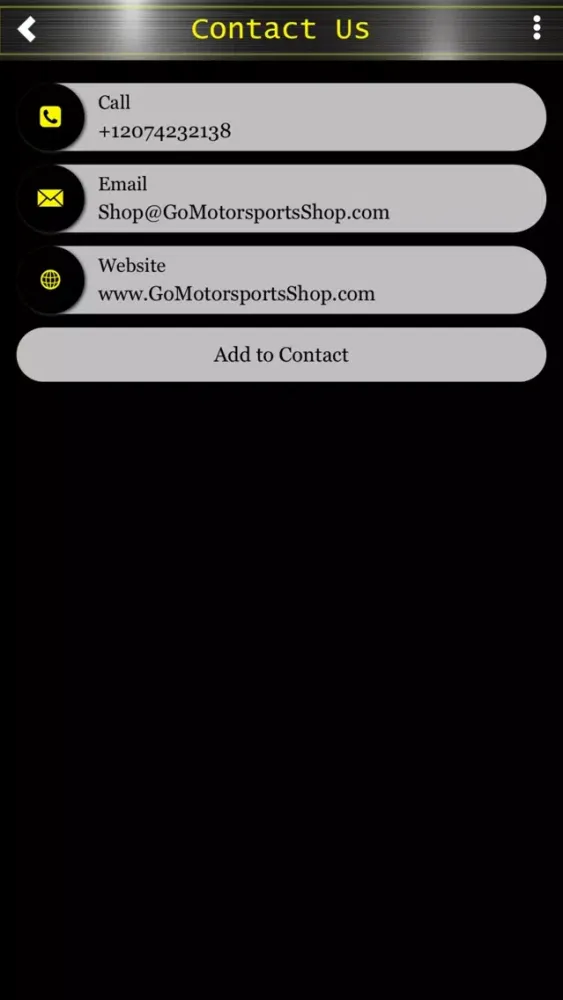 Screenshot di Go Motorsports Shop