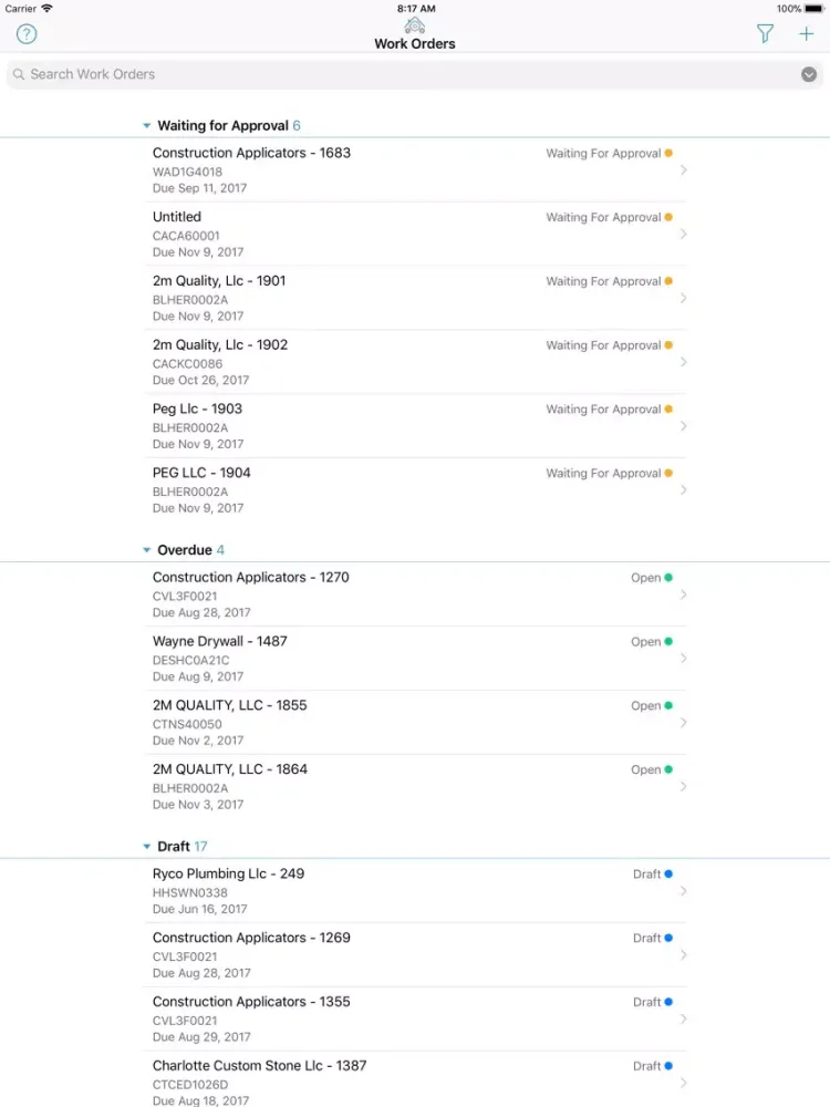 NVR SchedulePro Work Orders iPad  Ekran Görüntüleri