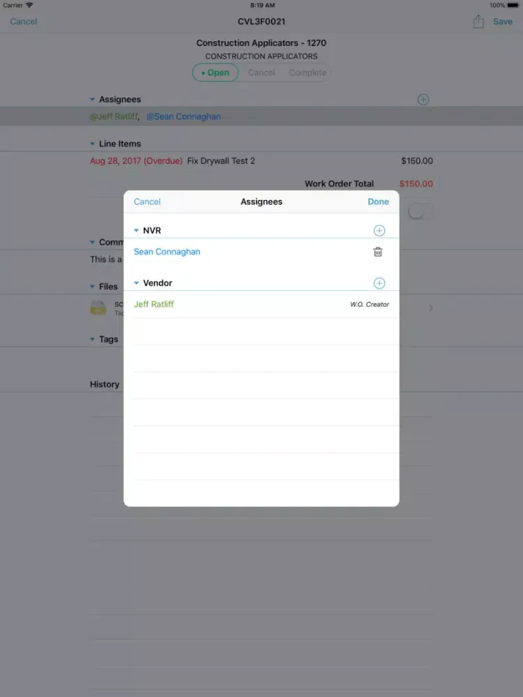 NVR SchedulePro Work Orders iPad  Ekran Görüntüleri