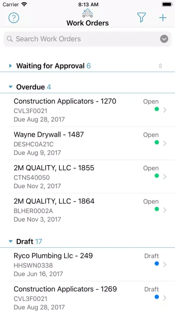 NVR SchedulePro Work Orders Ekran Görüntüleri