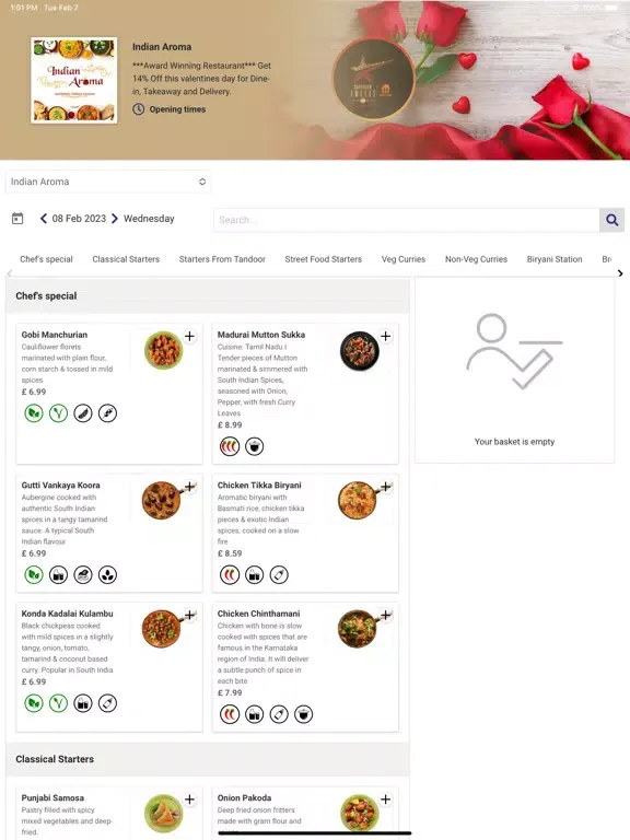 Capturas de tela do Indian Aroma UK iPad 