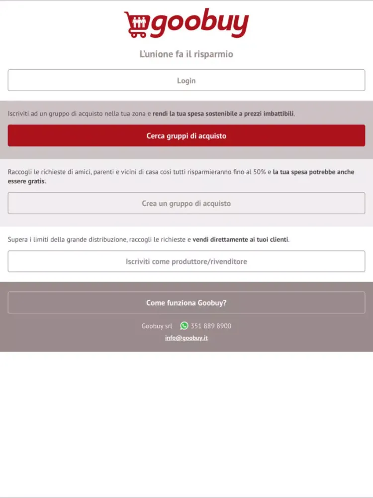 Tangkapan skrin Gruppi di acquisto Goobuy iPad 