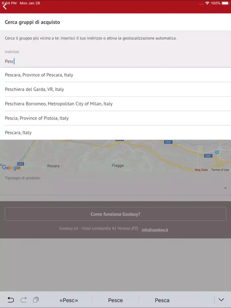 Tangkapan skrin Gruppi di acquisto Goobuy iPad 