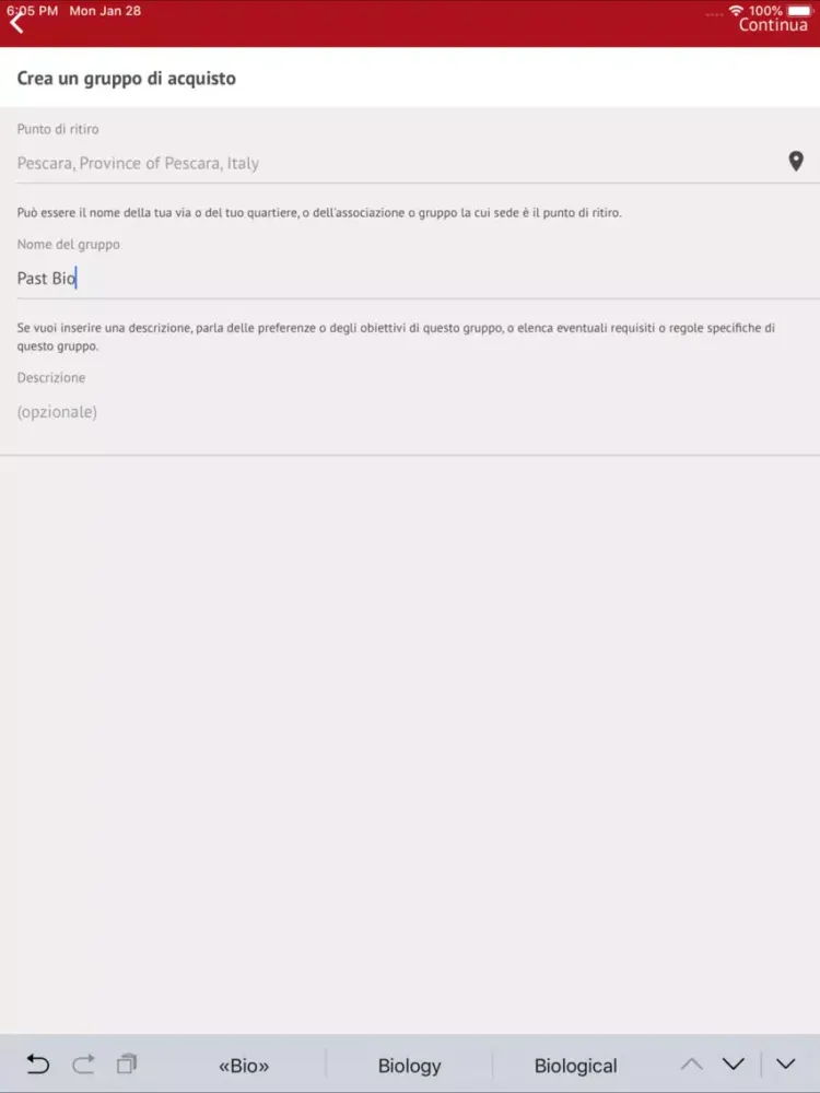 Tangkapan skrin Gruppi di acquisto Goobuy iPad 