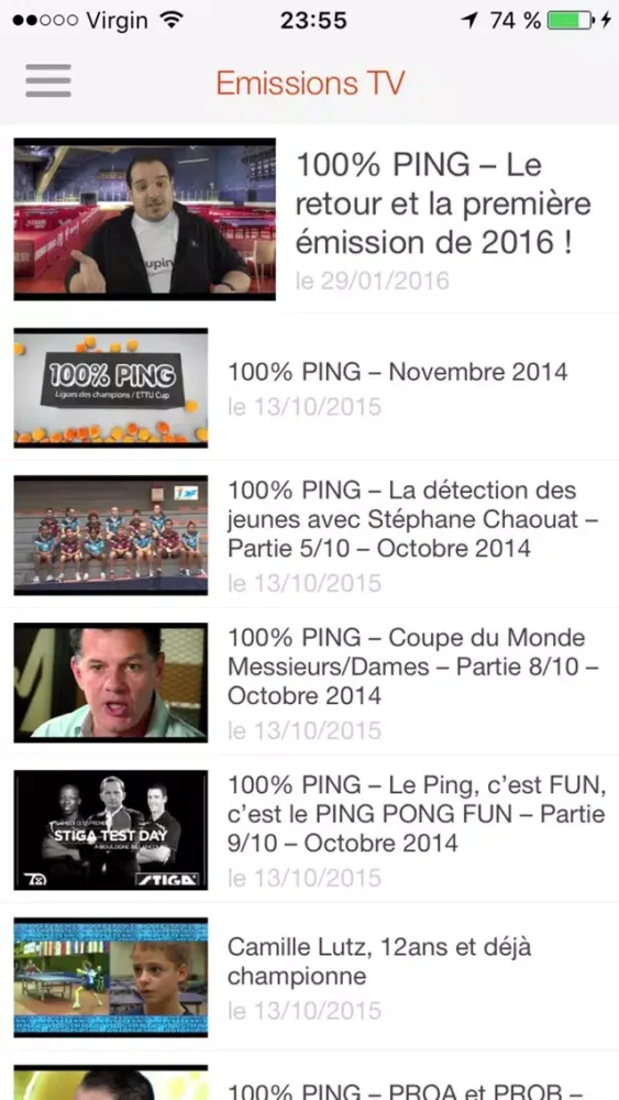 Captures d'écran de ActupingTV Tennis de Table