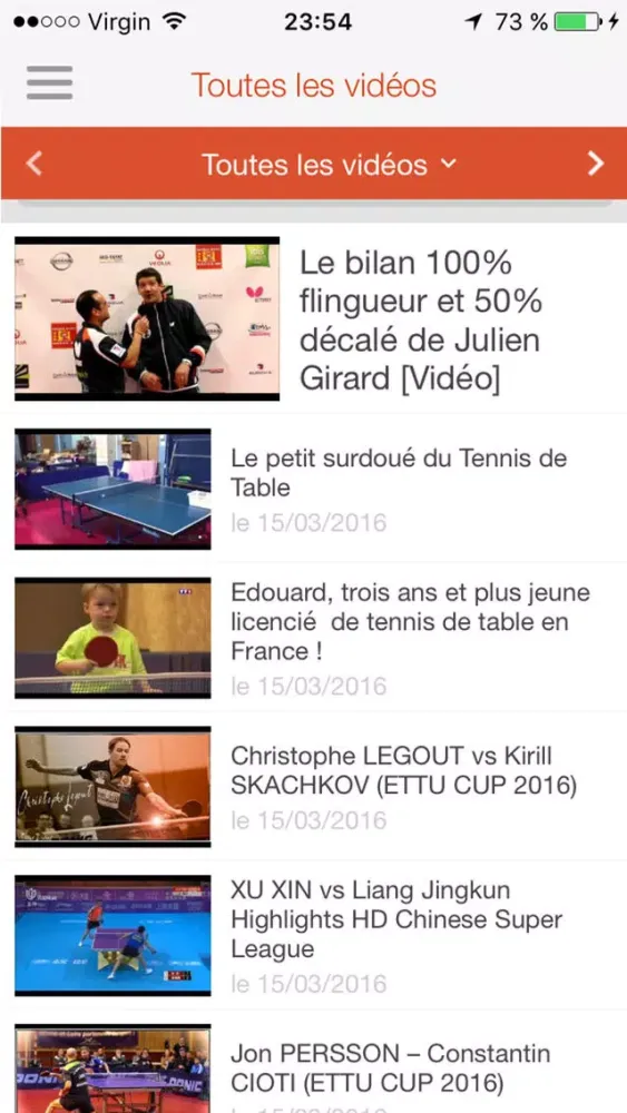 Captures d'écran de ActupingTV Tennis de Table