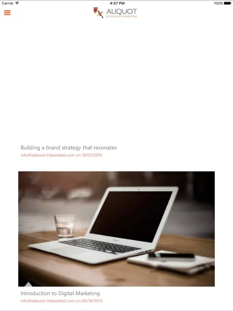 Captures d'écran de Aliquot Integrated Marketing iPad 