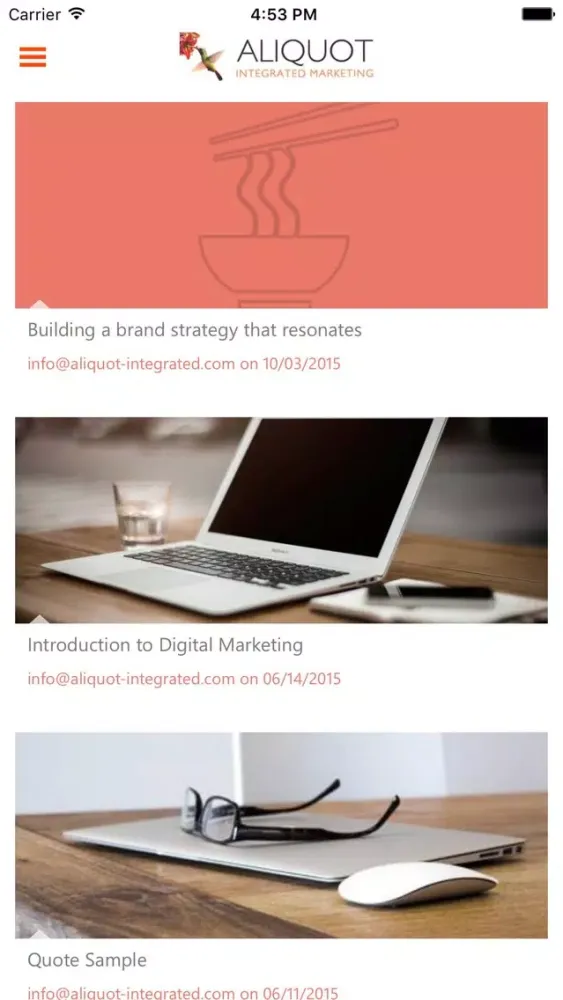 Captures d'écran de Aliquot Integrated Marketing
