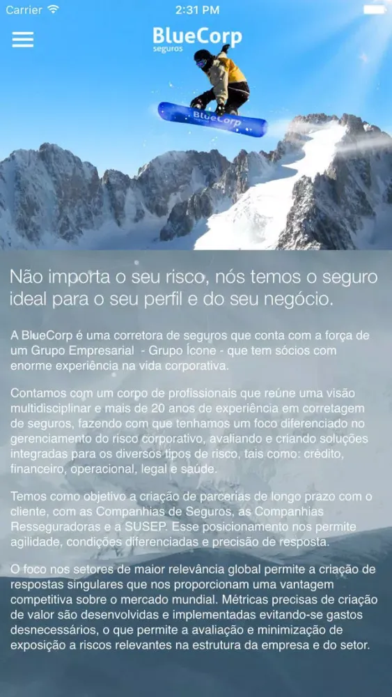Screenshot di BlueCorp Seguros