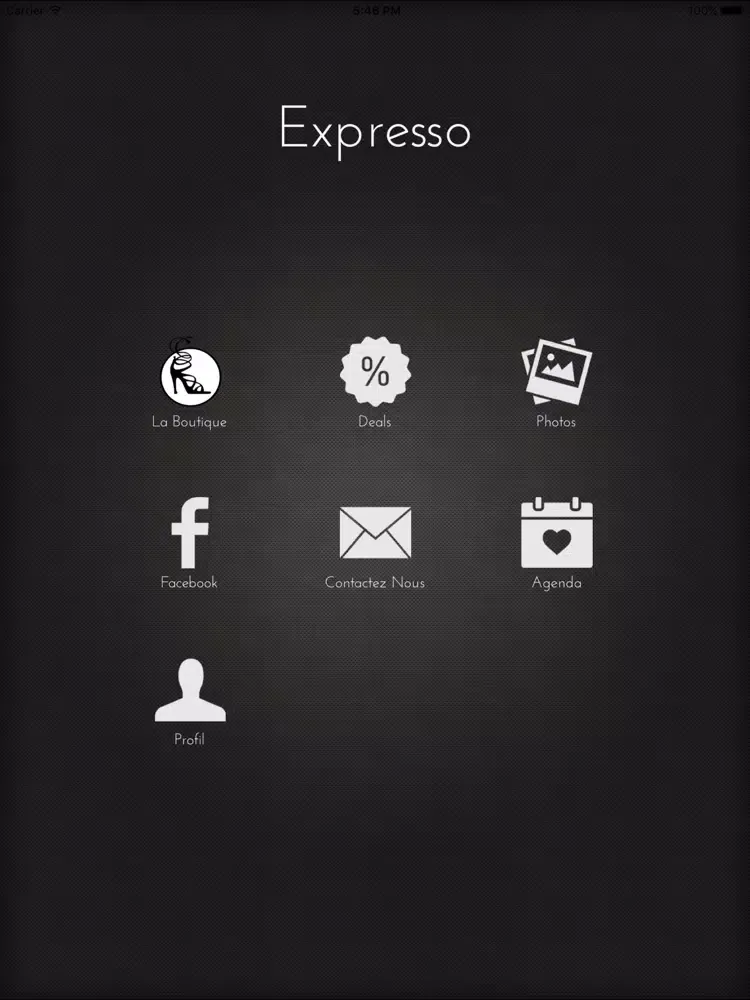 Tangkapan layar Boutique Expresso iPad 