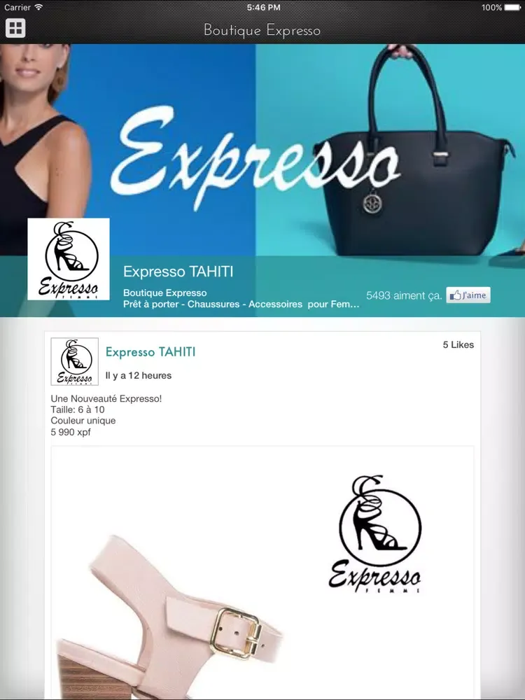 Tangkapan layar Boutique Expresso iPad 