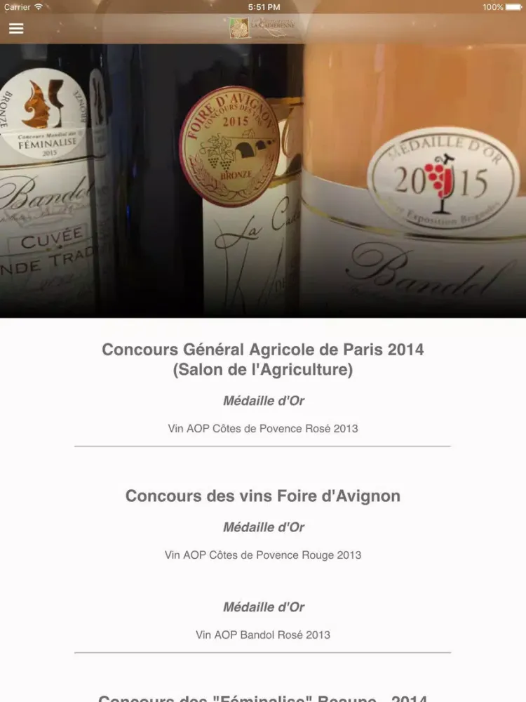 Capturas de tela do La Cadiérenne - Vins de Bandol - Côtes de Provence iPad 