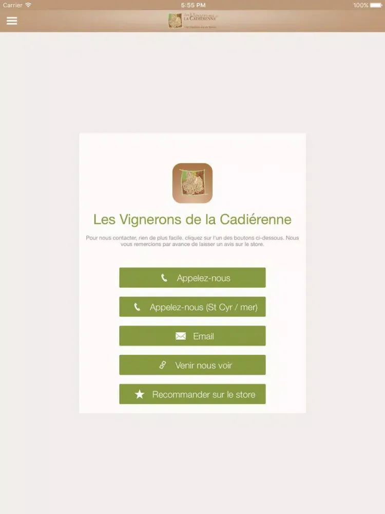 Capturas de tela do La Cadiérenne - Vins de Bandol - Côtes de Provence iPad 