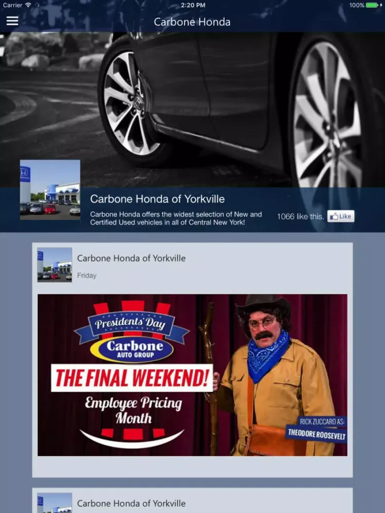 ภาพหน้าจอของ Carbone Honda Referrals iPad 