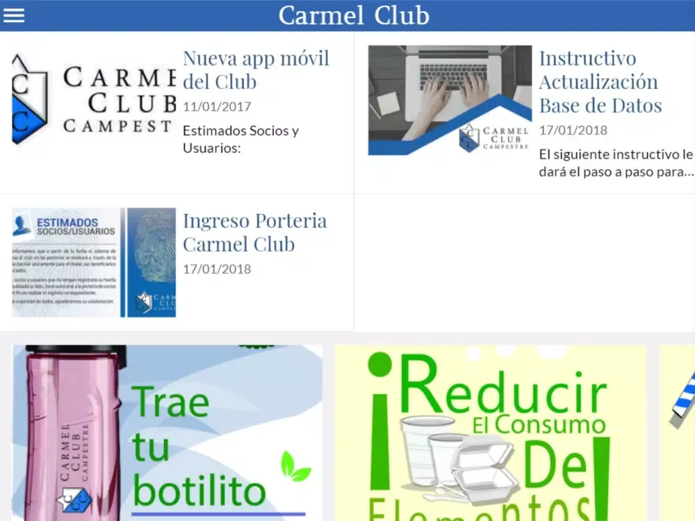 Capturas de tela do Carmel Club iPad 