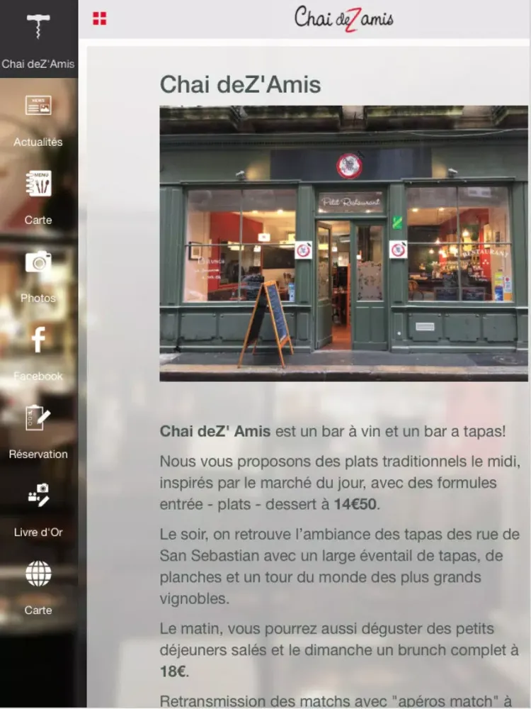Chai deZ'Amis restaurant cave à vins iPad  Screenshots