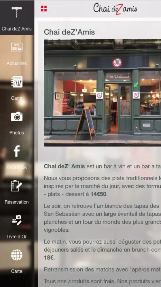 Chai deZ'Amis restaurant cave à vins Screenshots