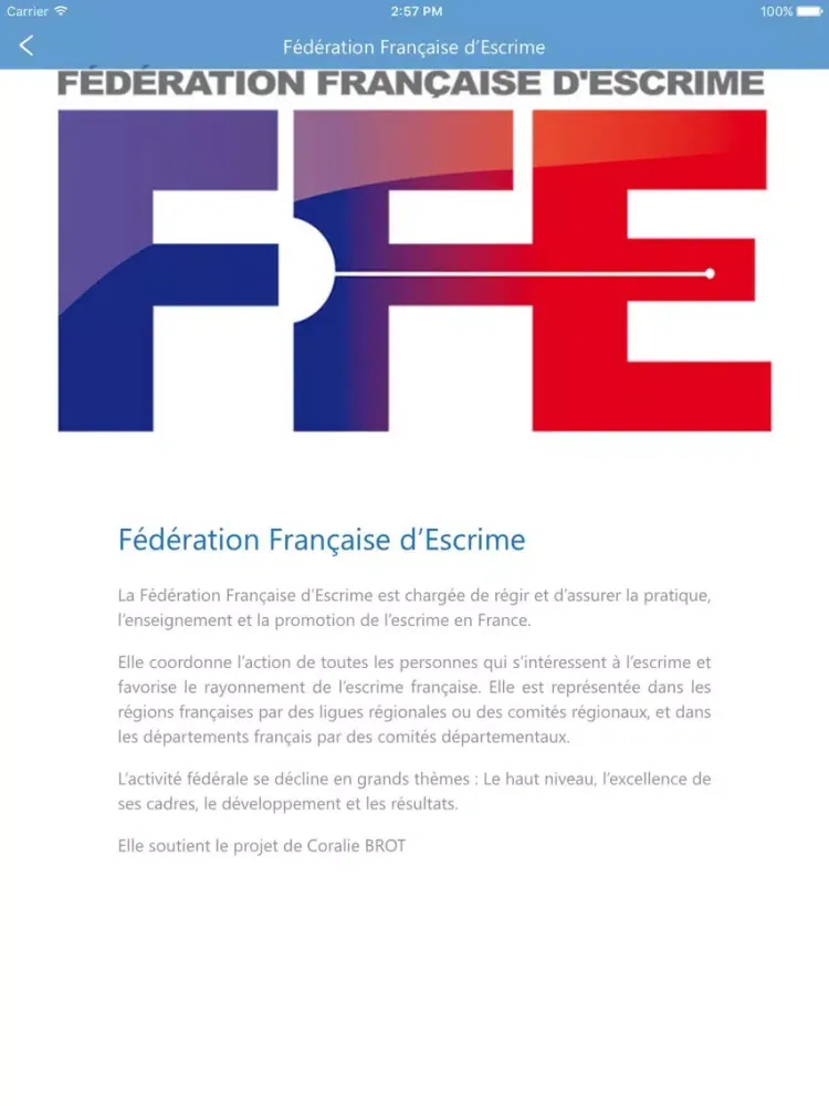 تصاویر Coralie Brot Officiel - Escrimeuse Fleurettiste internationale Française iPad 