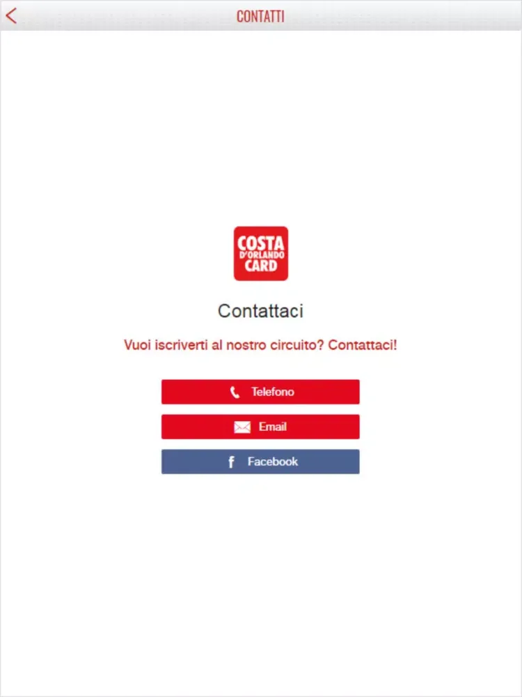 Costa d'Orlando Card iPad 应用截图