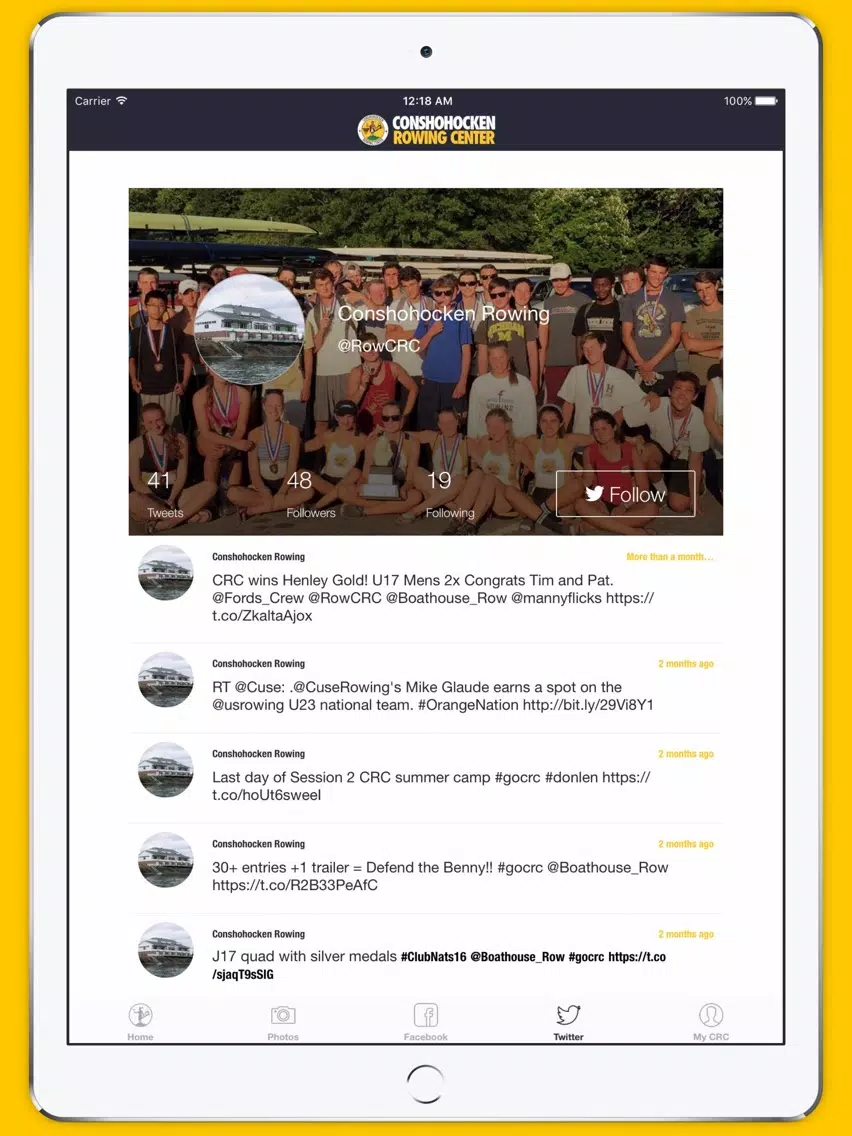 ภาพหน้าจอของ CRC - Conshohocken Rowing Center iPad 