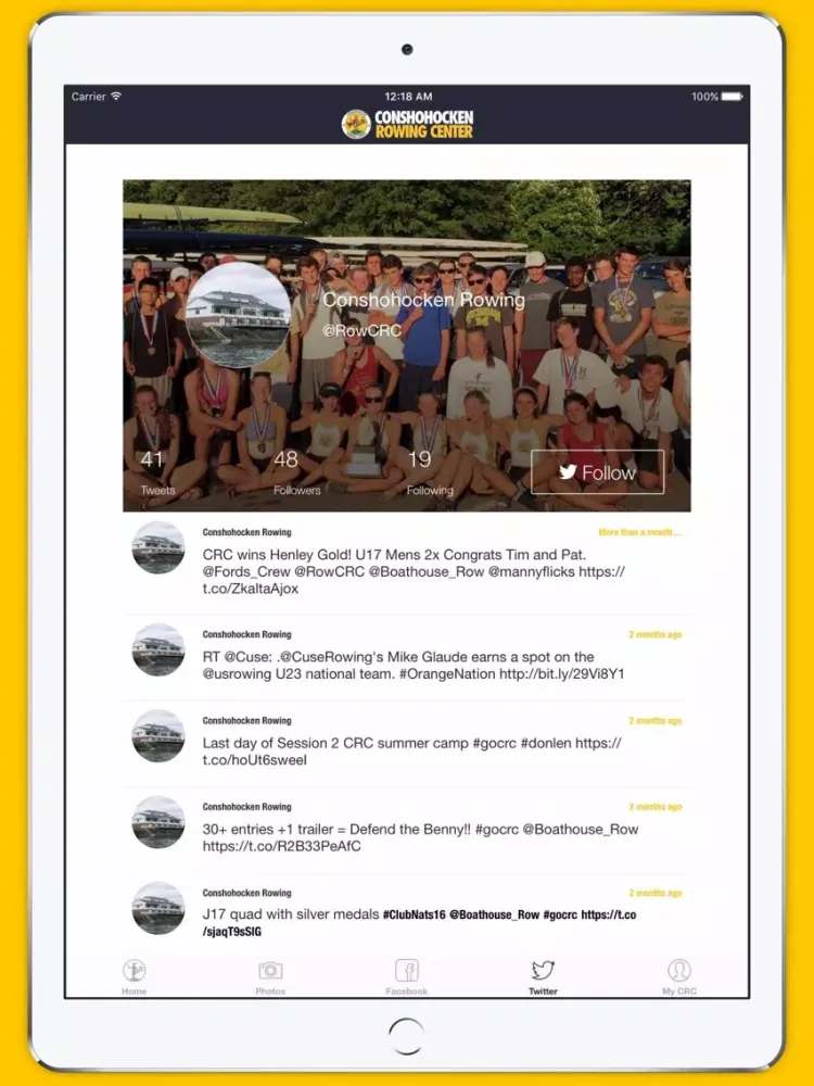 CRC - Conshohocken Rowing Center iPad  스크린샷