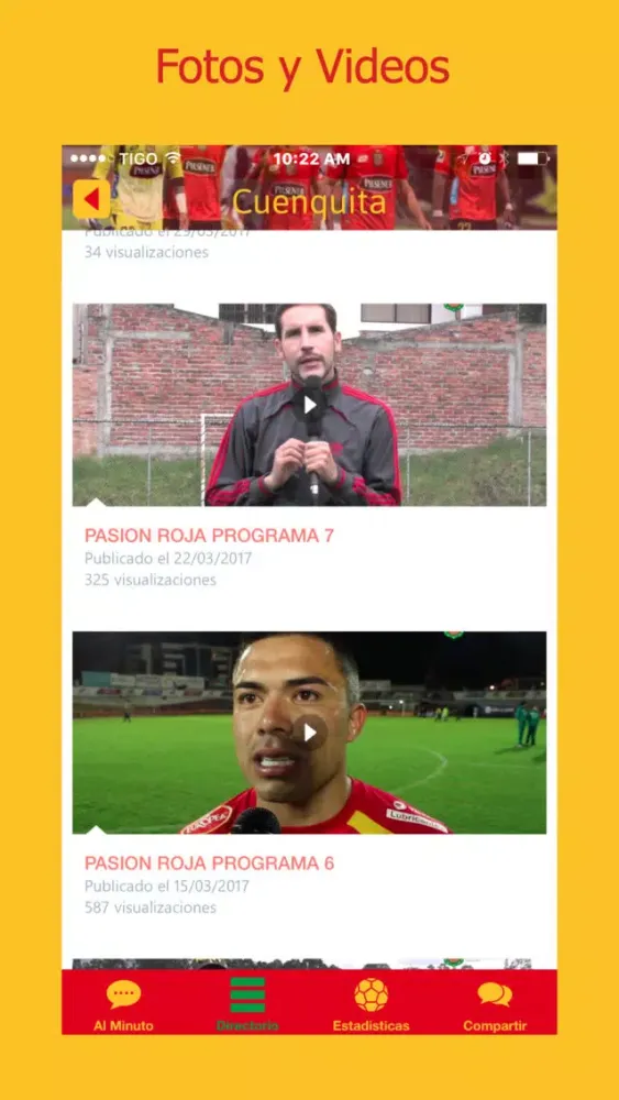 Tangkapan skrin Cuenquita Futbol App de Cuenca Ecuador