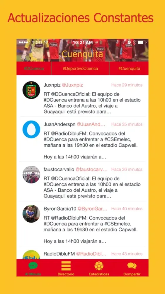 Tangkapan skrin Cuenquita Futbol App de Cuenca Ecuador