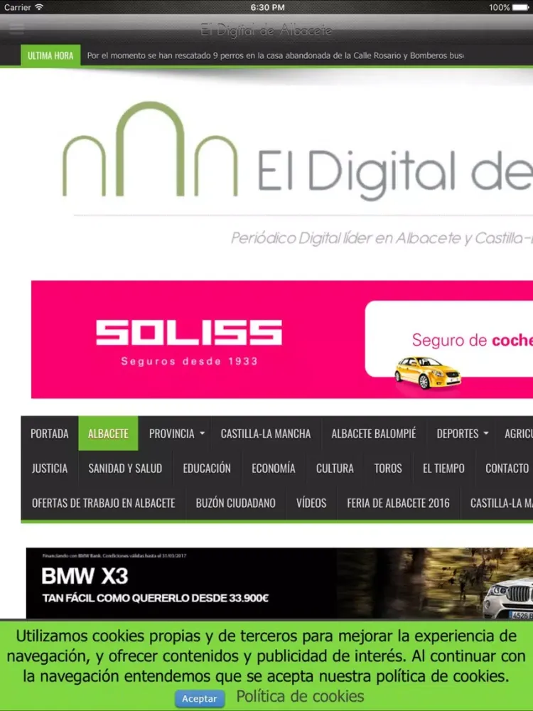 Capturas de pantalla de El Digital de Albacete iPad 