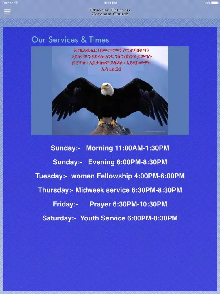 Ethiopian Believers Covenant Church iPad 应用截图