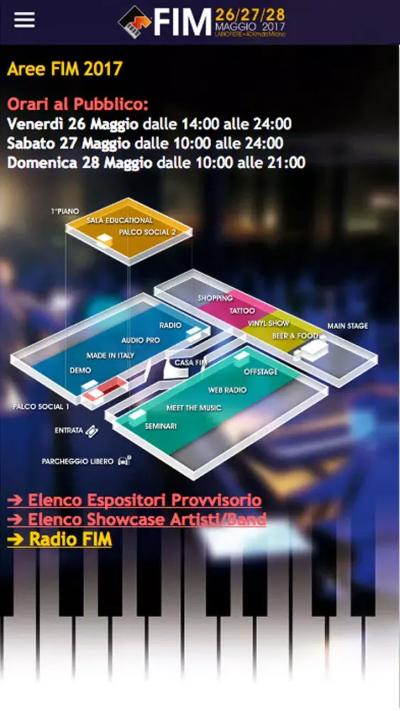 Capturas de tela do FIM Fiera della Musica