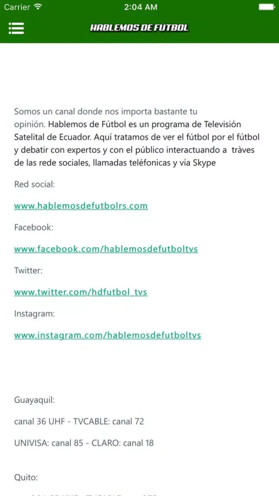 Hablemos de Futbol TVS سکرین شاٹس