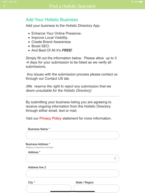 The Holistic Directory iPad  سکرین شاٹس