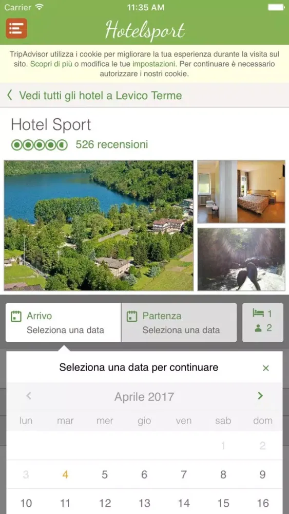 Tangkapan skrin Hotel Sport