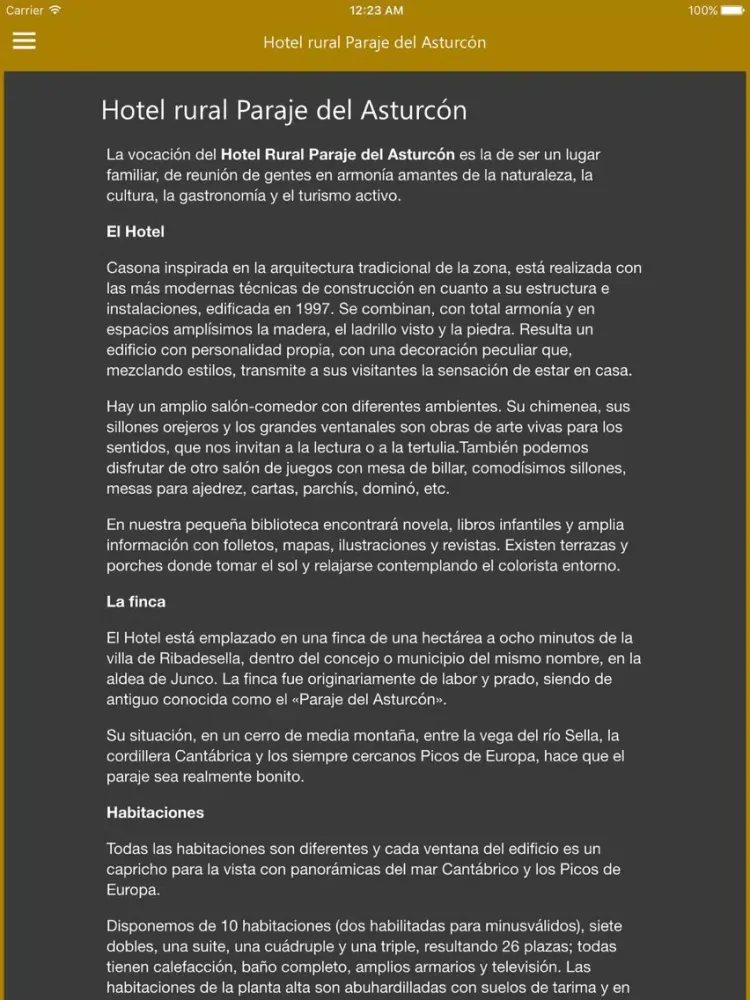 Hotel Paraje del Asturcón iPad  스크린샷