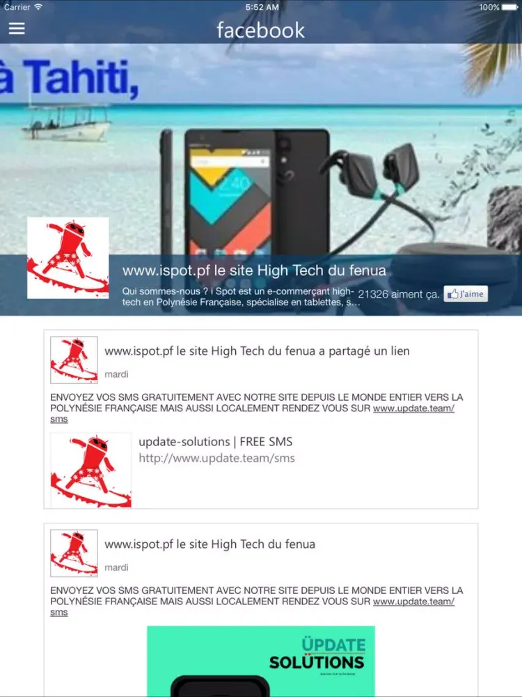 Tangkapan layar iSpot tahiti iPad 