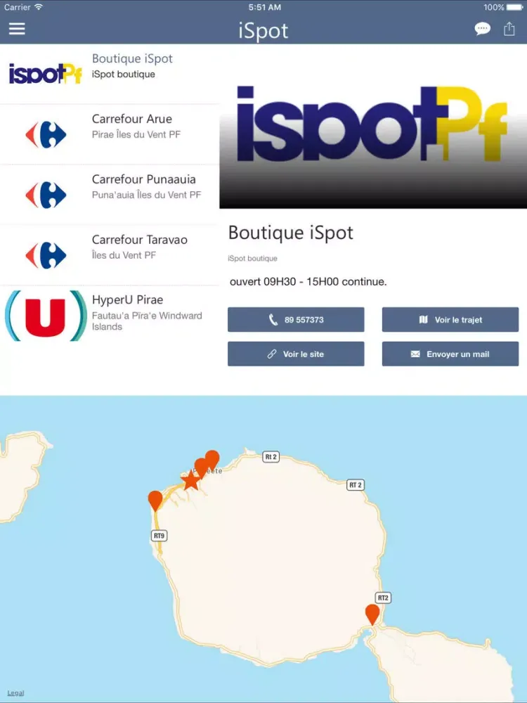 Tangkapan layar iSpot tahiti iPad 