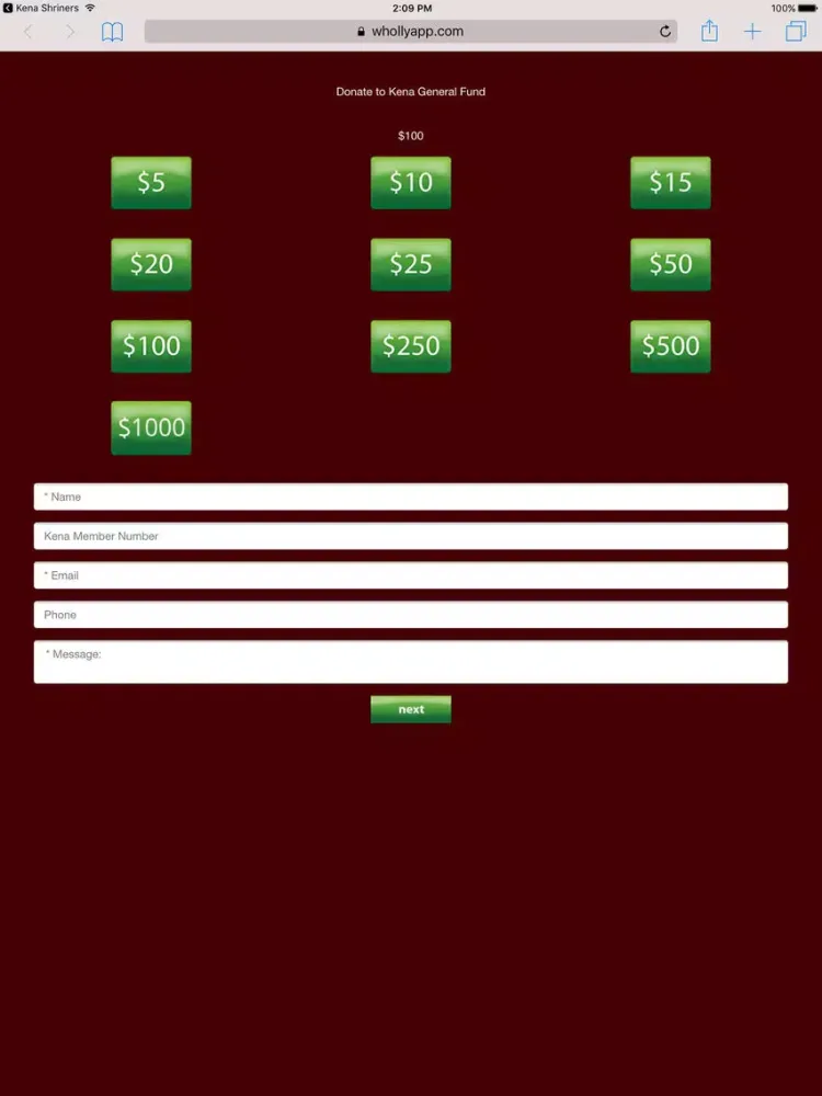 Ảnh chụp màn hình của Kena Shriners iPad 