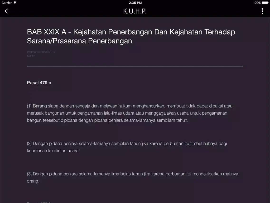 KUHP Indonesia iPad 应用截图