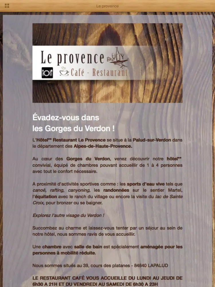 Tangkapan layar Le provence iPad 