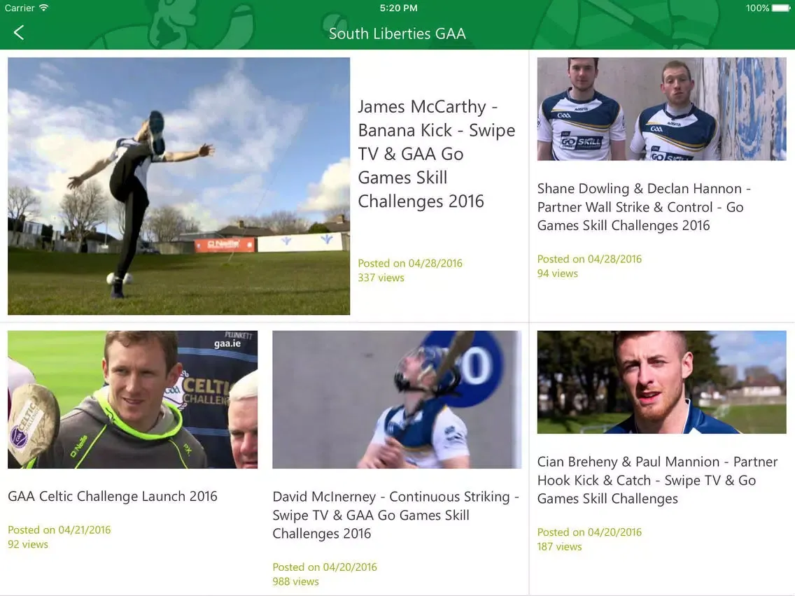 Tangkapan layar South Liberties GAA iPad 