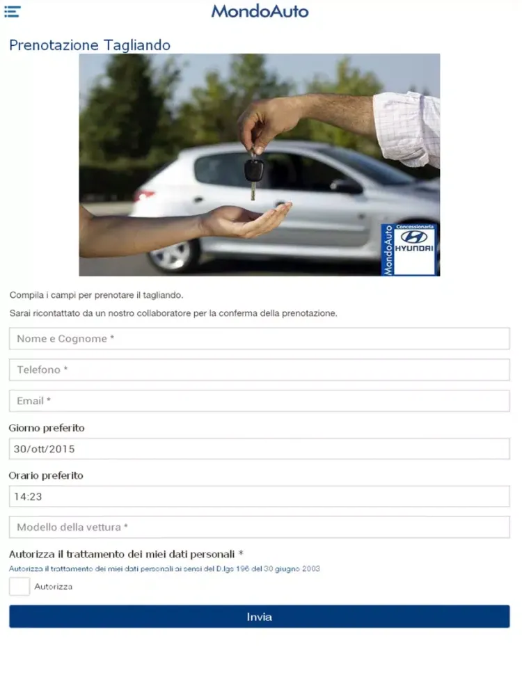 Tangkapan layar Mondo Auto iPad 