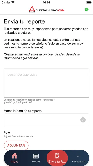 Screenshot di Alerta Chiapas