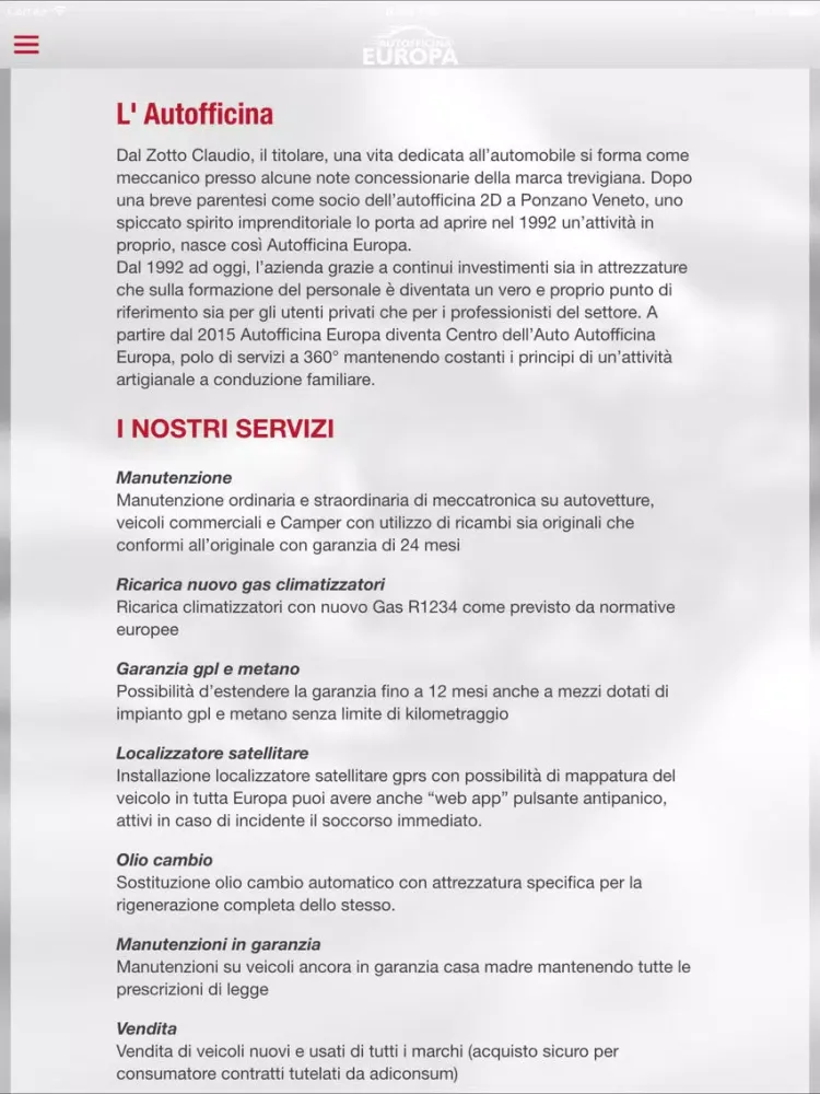 Captures d'écran de Autofficina Europa App iPad 