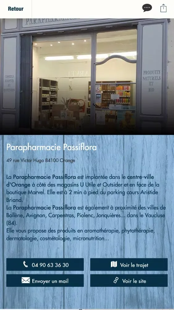 Ảnh chụp màn hình của Parapharmacie Passiflora