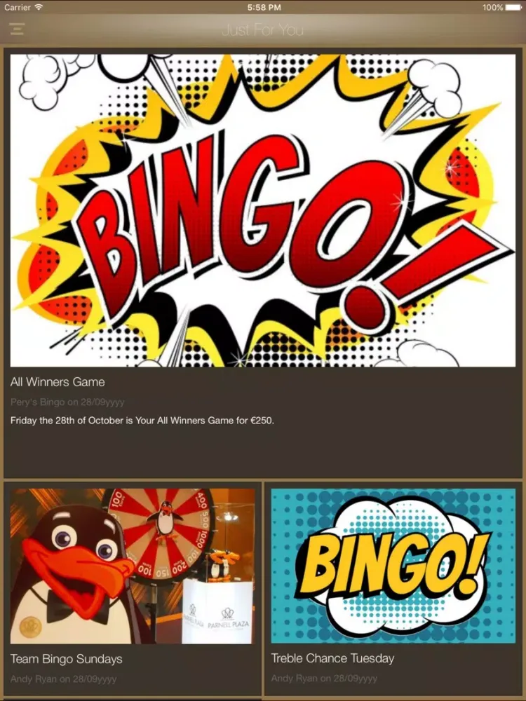 Pery's Bingo iPad  스크린샷
